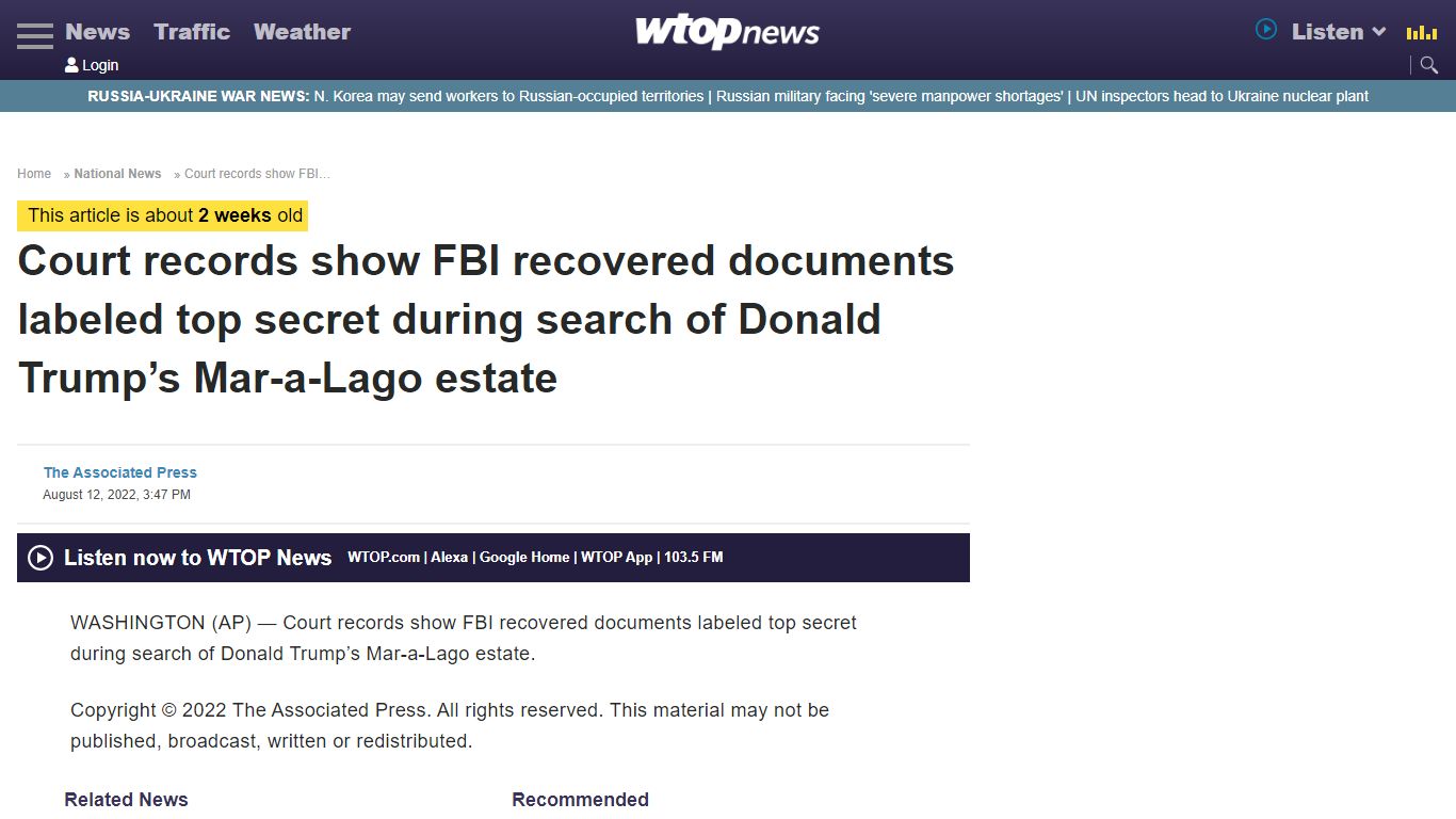 Court records show FBI recovered documents labeled top secret during ...